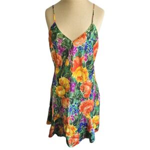 Victoria's Secret Vintage Gold Label Floral Satin‎ Nightgown Size Large Lingerie